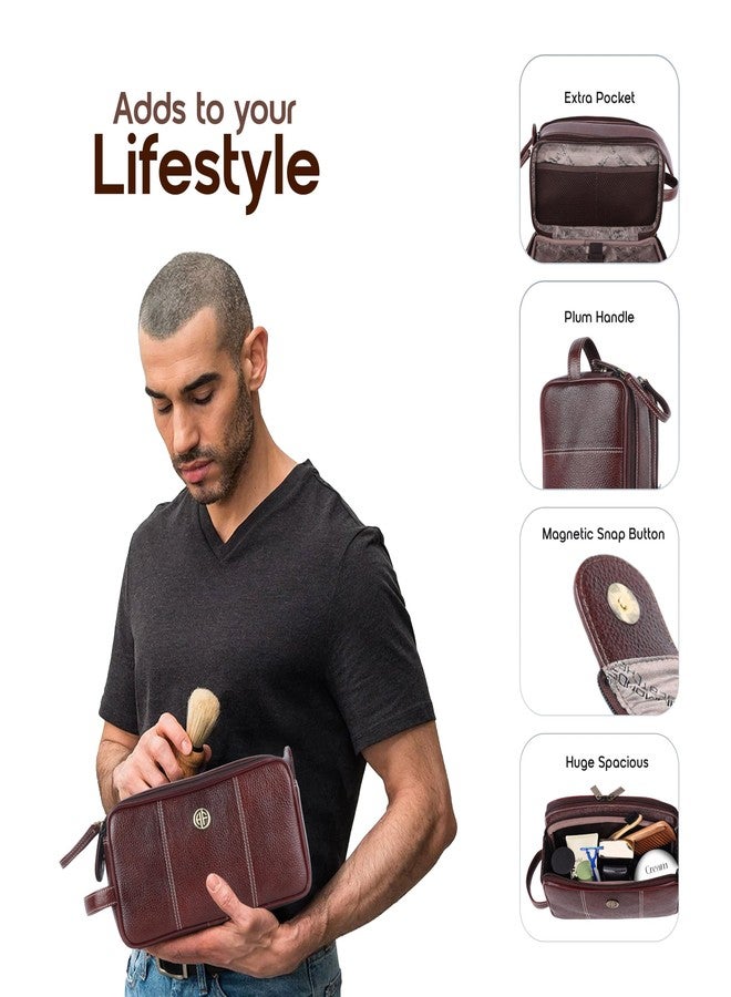 Hammonds Flycatcher Genuine Leather Travel Organizer Pouch - Toiletry Bag for Men and Women Cosmetic Organizer Bag, Shaving Kit Bag, Toiletry Pouch for Men with Multiple Pockets - Brown - Image 3